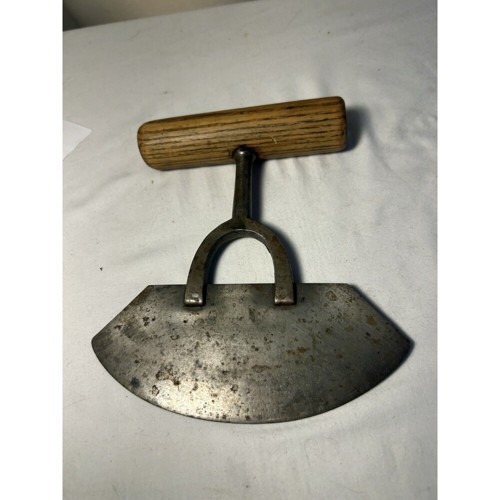 Primitive Antique Food Chopper Pastry Cutter Steel Single Blade Wood Handle